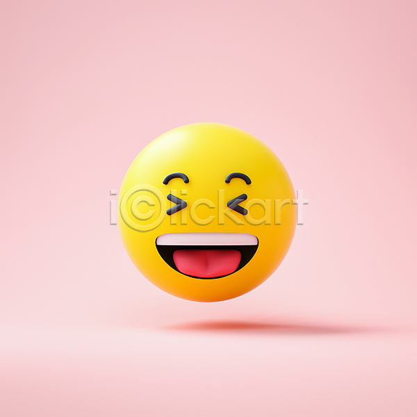 기쁨 즐거움 사람없음 3D PSD 편집이미지 감정 노란색 웃음 원형 이모티콘 입벌림 표정