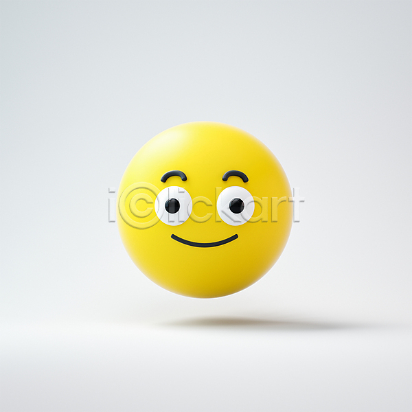 사람없음 3D PSD 편집이미지 감정 노란색 미소(표정) 원형 이모티콘 표정