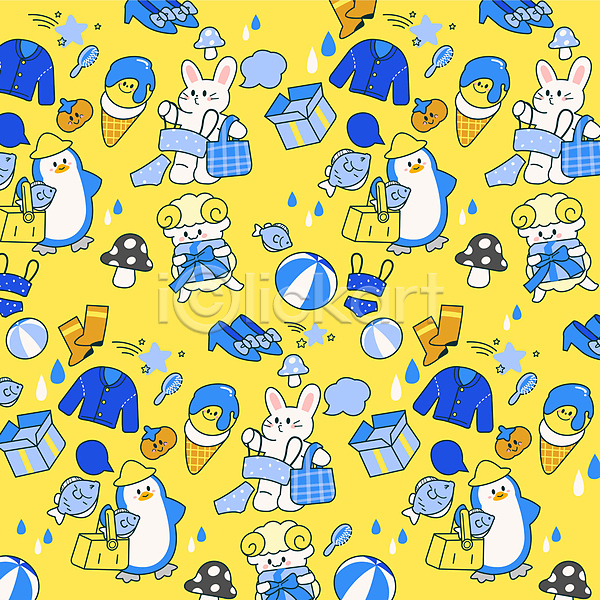 사람없음 AI(파일형식) 일러스트 구두 노란색 들기 버섯 선물 쇼핑 수영복 아이스크림 양 양말 어류 유행 카디건 캐릭터 토끼 트렌드컬러 파란색 패턴 펭귄