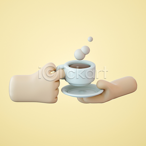 신체부위 3D PSD 편집이미지 들기 손 찻잔 커피 커피잔