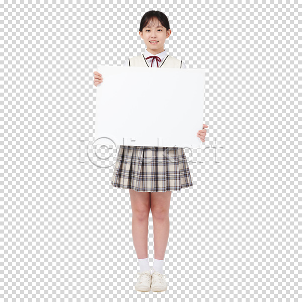 10대 십대여자한명만 여자 청소년 한국인 한명 PNG 편집이미지 교복 누끼 들기 미소(표정) 배너 사각형 서기 전신 판넬 프레임 학생