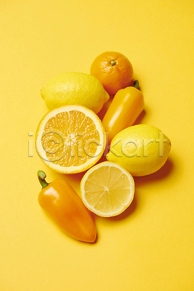 사람없음 JPG 포토 귤 노란색 레몬 미니파프리카 스튜디오촬영 실내 오렌지 음식 컬러푸드 파프리카