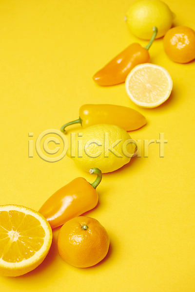 사람없음 JPG 포토 귤 노란색 레몬 미니파프리카 스튜디오촬영 실내 오렌지 음식 컬러푸드 파프리카