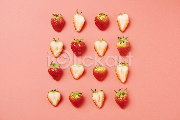 사람없음 JPG 포토 단면 딸기 빨간색 스튜디오촬영 실내 음식 일렬 컬러푸드 패턴