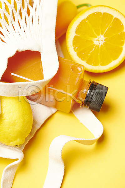 사람없음 JPG 근접촬영 포토 네트백 노란색 담기 레몬 스튜디오촬영 실내 오렌지 음식 주스 컬러푸드