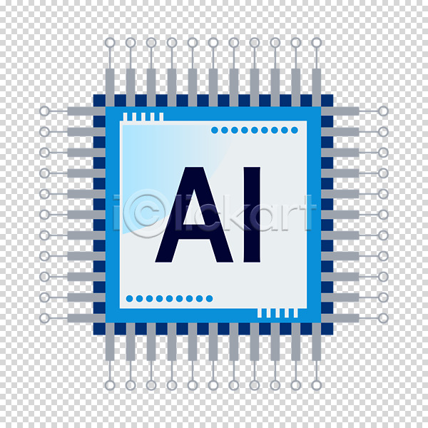 사람없음 PNG 편집이미지 AI(인공지능) 과학기술 누끼 메모리칩 사각형 파란색
