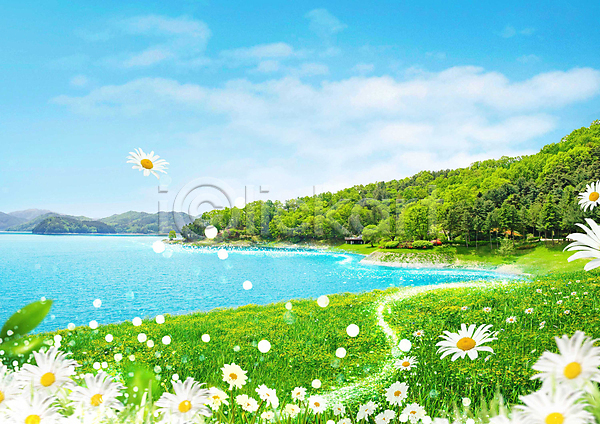 사람없음 PSD 편집이미지 강 구름(자연) 꽃 백그라운드 빛 산 자연 초원(자연) 풍경(경치) 하늘