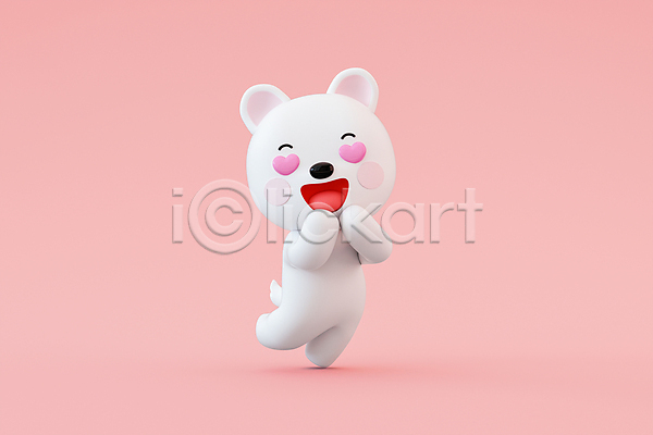 수줍음 행복 사람없음 3D PSD 디지털합성 편집이미지 3D소스 강아지 개 분홍색 손모으기 웃음 캐릭터 편집 하트