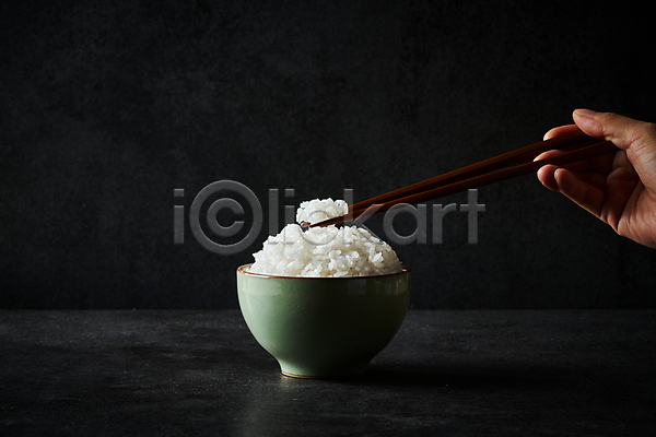 신체부위 JPG 포토 공기밥 나무젓가락 들기 밥그릇 손 쌀밥 젓가락질