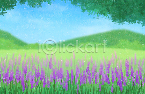 사람없음 PSD 일러스트 공원 꼬리풀 꽃 산 여름풍경 자연 초록색 초원(자연) 풀잎 풍경(경치)