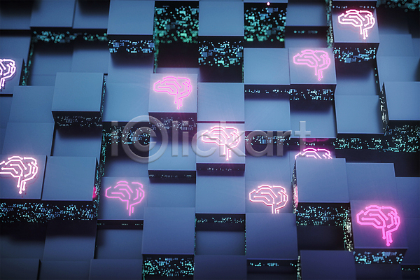 사람없음 3D PSD 디지털합성 편집이미지 AI(인공지능) 뇌 디지털 반짝임 백그라운드 사이버 전자