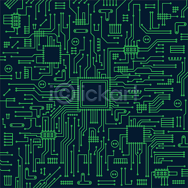 복잡 사람없음 AI(파일형식) 일러스트 CPU 검은색 라인아트 마이크로칩 메인보드 반도체 백그라운드 선 초록색 회로판