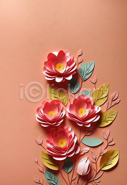 사람없음 JPG 포토 꽃 분홍색 스튜디오촬영 잎 종이 페이퍼아트