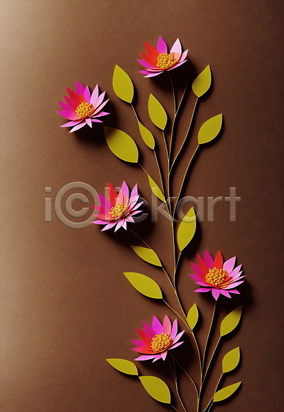 사람없음 JPG 포토 갈색 꽃 분홍색 스튜디오촬영 잎 종이 페이퍼아트