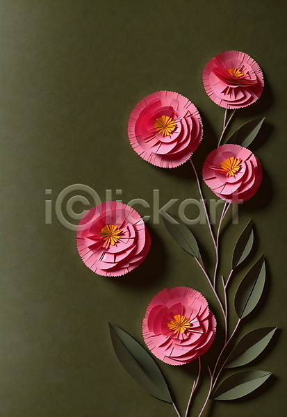 사람없음 JPG 포토 꽃 분홍색 스튜디오촬영 잎 종이 초록색 페이퍼아트