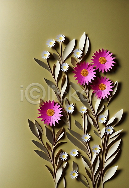 사람없음 JPG 포토 꽃 분홍색 스튜디오촬영 잎 종이 초록색 페이퍼아트