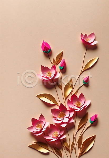 사람없음 JPG 포토 꽃 분홍색 스튜디오촬영 잎 종이 페이퍼아트