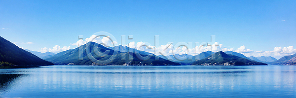 사람없음 JPG 포토 골짜기 맑음 뭉게구름 백그라운드 산 야외 와이드컷 주간 칠레 파란색 풍경(경치) 하늘 호수