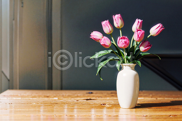 사람없음 JPG 포토 그림자 꽃병 나무탁자 분홍색 빛 스튜디오촬영 실내 튤립