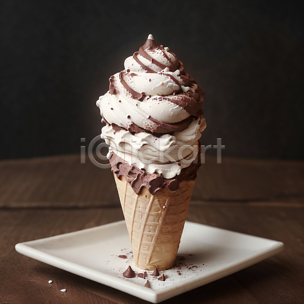 달콤 사람없음 JPG 포토 소프트아이스크림 스튜디오촬영 아이스크림 아이스크림콘 접시 초콜릿 콘아이스크림