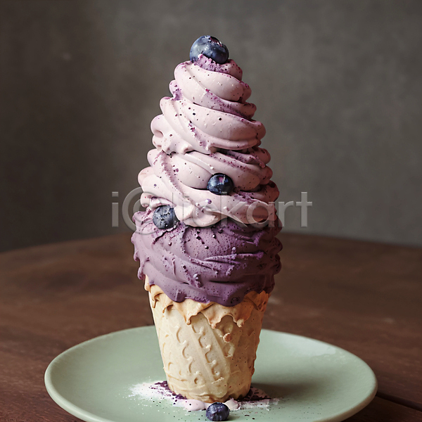 달콤 사람없음 JPG 포토 블루베리 소프트아이스크림 스튜디오촬영 아이스크림 아이스크림콘 접시 콘아이스크림
