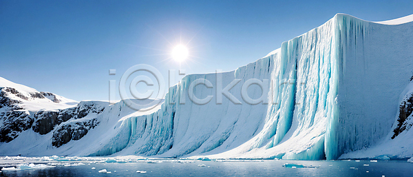 사람없음 JPG 포토 겨울 눈덮임 빙벽 빙하 야외 얼음 태양