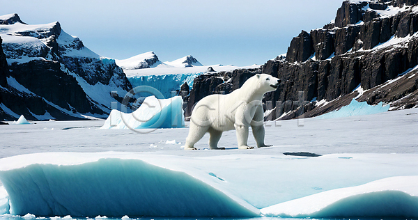 사람없음 JPG 포토 겨울 눈덮임 북극 북극곰 빙벽 빙하 야외 얼음 파란색 풍경(경치) 한마리