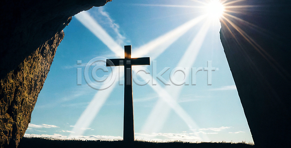 사람없음 JPG 디지털합성 편집이미지 기독교 빛 십자가 태양 편집소스 풍경(경치)