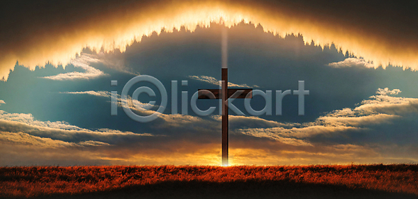 사람없음 JPG 디지털합성 편집이미지 구름(자연) 기독교 노을 십자가 편집소스 풍경(경치) 하늘