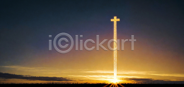 사람없음 JPG 디지털합성 편집이미지 기독교 노을 빛 십자가 편집소스 풍경(경치) 하늘