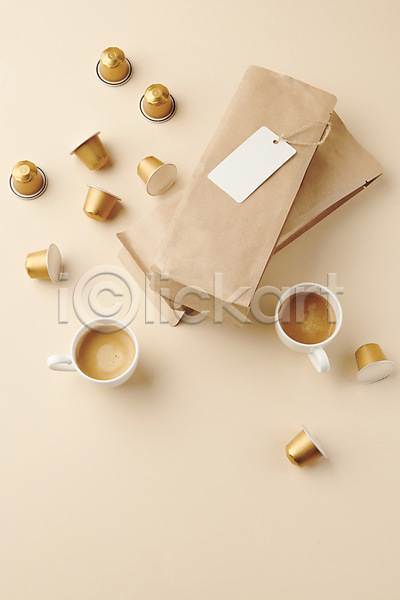 사람없음 JPG 포토 꼬리표 스튜디오촬영 에스프레소 에스프레소잔 원두봉투 종이봉투 캡슐커피 커피 커피잔 홈카페