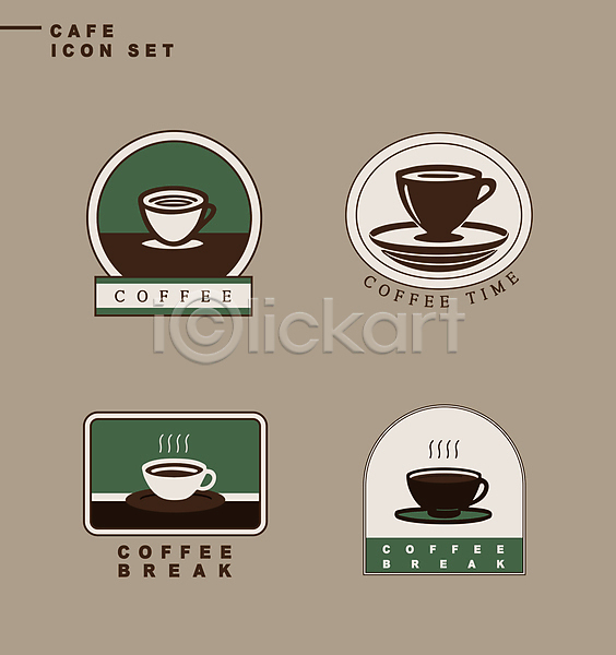 사람없음 AI(파일형식) 아이콘 라벨 사각형 세트 심볼 심플 아치 연기 영어 원형 카페 커피 커피잔
