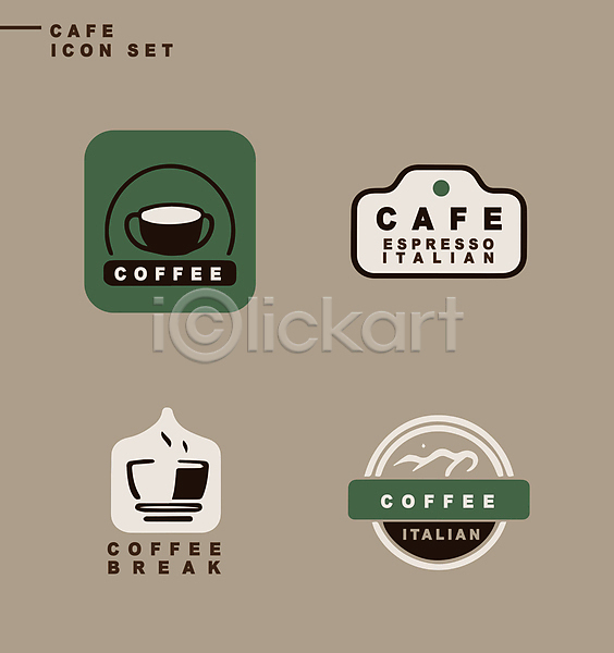 사람없음 AI(파일형식) 아이콘 꼬리표 라벨 사각형 세트 심볼 심플 연기 영어 원형 카페 커피 커피잔