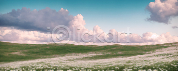 사람없음 JPG 디지털합성 편집이미지 포토 구름(자연) 꽃밭 맑음 와이드앵글 자연 주간 초원(자연) 편집소스 풍경(경치) 하늘