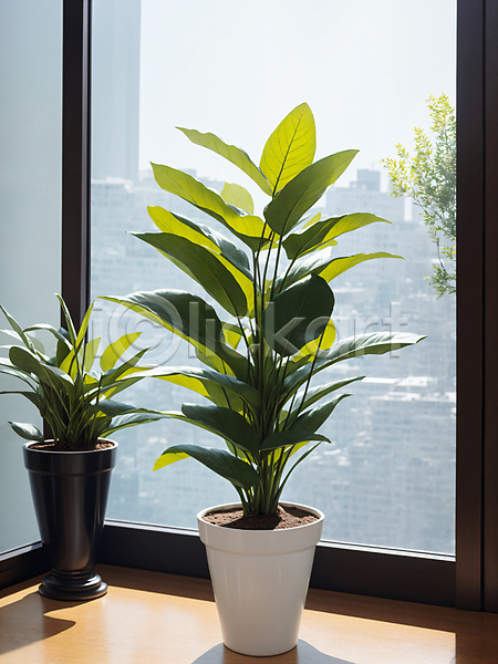 사람없음 JPG 디지털합성 편집이미지 식물 실내 원예 인테리어 주간 창가 창문 편집소스 플랜테리어 화분