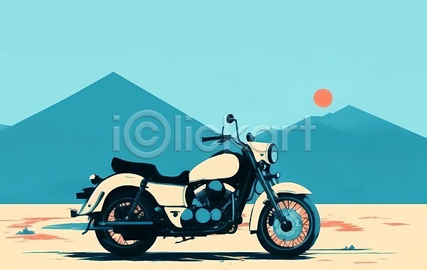 사람없음 JPG 일러스트 백그라운드 산 오토바이 오프로드 태양 파란색 풍경(경치) 하늘 황무지