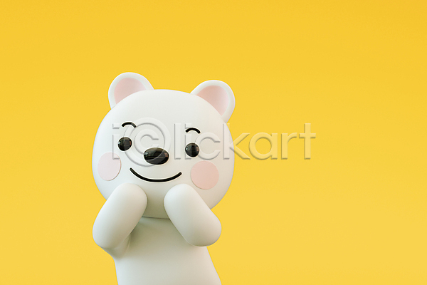 사람없음 3D PSD 디지털합성 편집이미지 3D캐릭터 강아지 개 개캐릭터 노란색 미소(표정) 손모으기 편집 편집소스 한마리