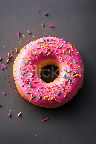 사람없음 JPG 디지털합성 편집이미지 도넛 디저트 분홍색 스프링클 원형