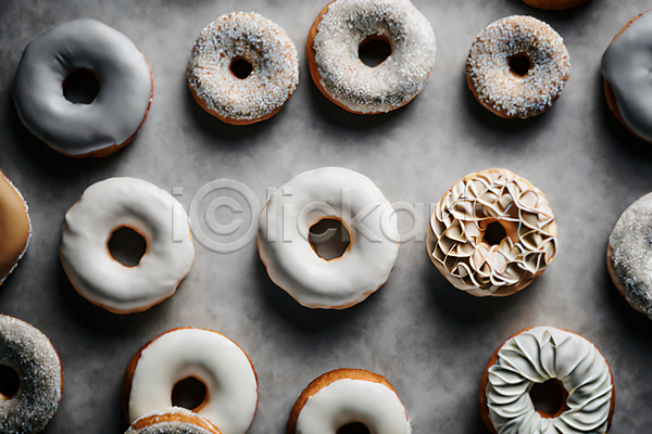 사람없음 JPG 디지털합성 편집이미지 도넛 디저트 스프링클 여러개 원형 회색 흰색