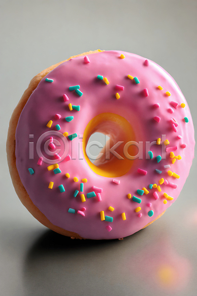 사람없음 JPG 디지털합성 편집이미지 도넛 디저트 분홍색 스프링클 원형
