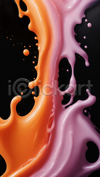 사람없음 JPG 디지털합성 편집이미지 백그라운드 보라색 스플래쉬 액체 액체표현 주황색 튀는물 혼합