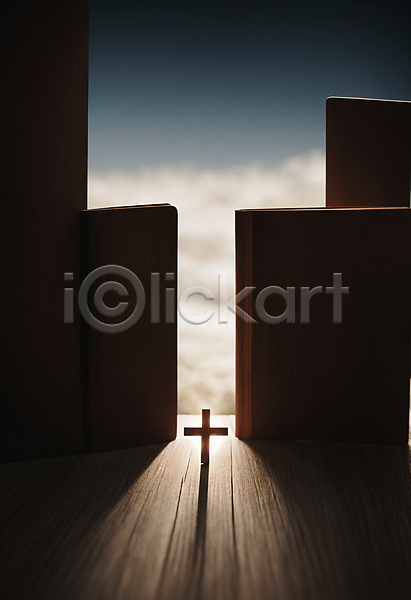 사람없음 JPG 디지털합성 편집이미지 검은색 구름(자연) 그림자 기독교 빛 성경 십자가 하늘