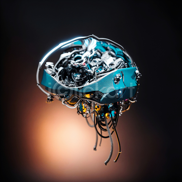 사람없음 JPG 편집이미지 AI(인공지능) SF 기계 두뇌 부속품 은색 철