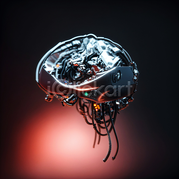 사람없음 JPG 편집이미지 AI(인공지능) SF 기계 두뇌 부속품 은색 철