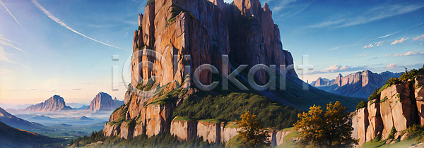 사람없음 JPG 디지털합성 편집이미지 구름(자연) 나무 백패킹 산맥 야외 와이드컷 자연 주간 편집소스 풍경(경치) 프랑스 하늘