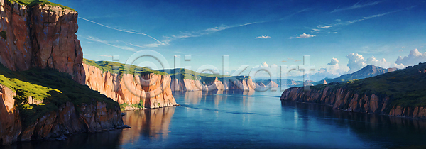 사람없음 JPG 디지털합성 편집이미지 강 구름(자연) 백패킹 산맥 야외 와이드컷 자연 주간 편집소스 풍경(경치) 프랑스 하늘