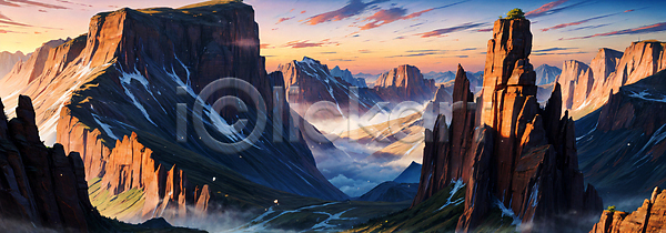 사람없음 JPG 디지털합성 편집이미지 구름(자연) 백패킹 산맥 야외 와이드컷 일몰 자연 주간 편집소스 풍경(경치) 프랑스 하늘