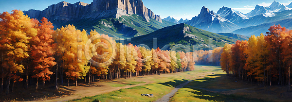 사람없음 JPG 디지털합성 편집이미지 가을(계절) 단풍 단풍나무 백패킹 산맥 야외 와이드컷 자연 주간 편집소스 풍경(경치) 프랑스