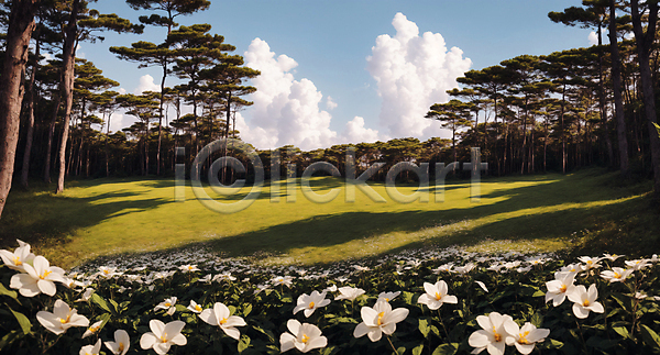 사람없음 JPG 디지털합성 편집이미지 구름(자연) 꽃 나무 숲 야외 자연 주간 초원(자연) 편집소스 풍경(경치)
