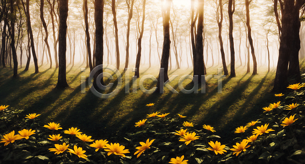 사람없음 JPG 디지털합성 편집이미지 꽃 나무 숲 야외 자연 주간 편집소스 풍경(경치) 햇빛